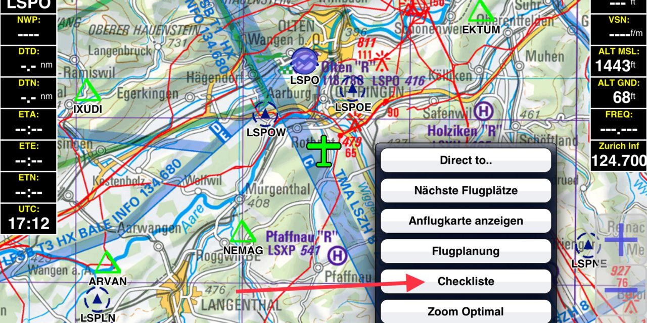 CXA Checkliste in Sky-Map